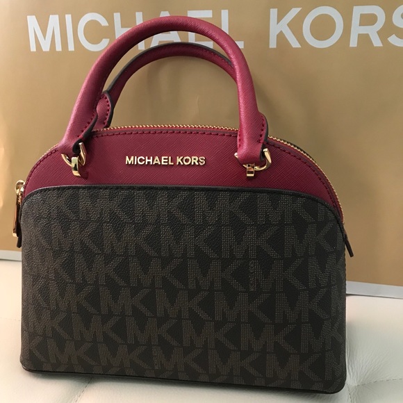 NWT MICHAEL KORS EMMY SMALL DOME SATCHEL CHERRY - Picture 4 of 6